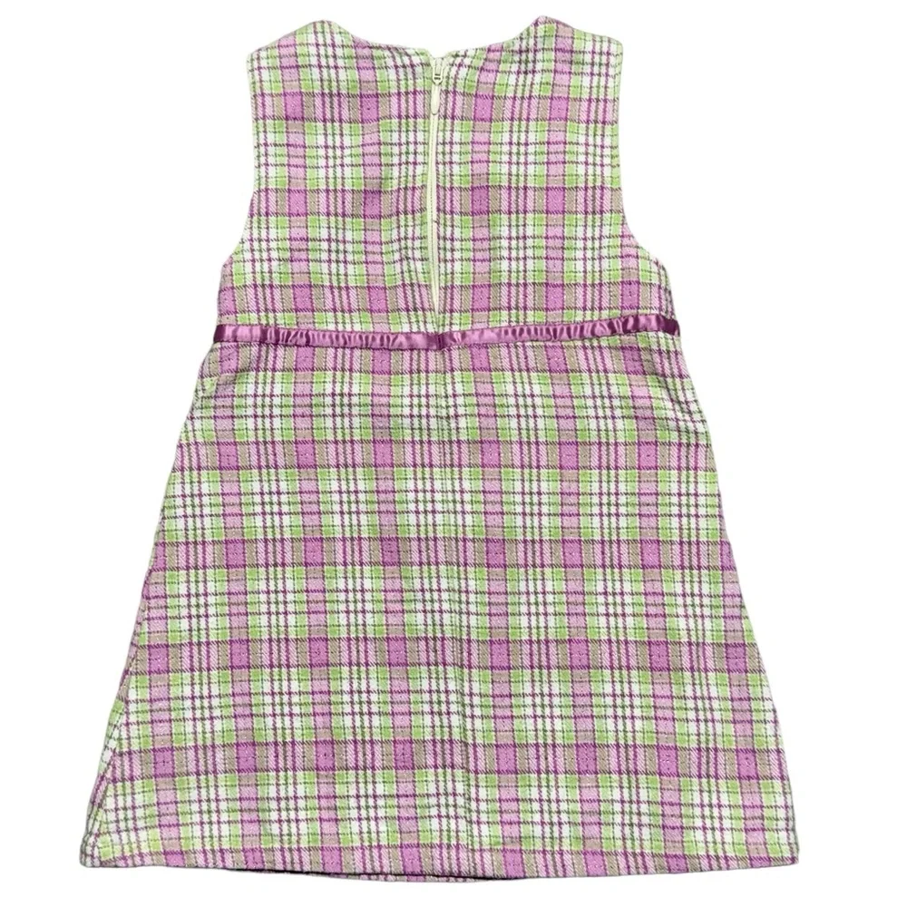 OshKosh B'Gosh‎ Vintage Plaid Sleeveless Dress Baby Girl Size 2T Embroidered